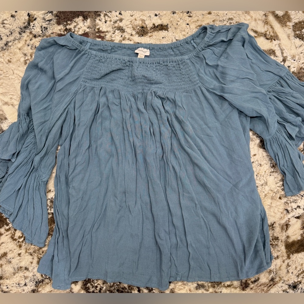 Blue Off-Shoulder Blouse